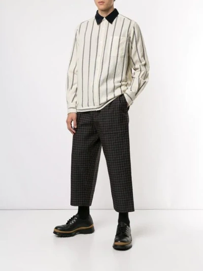 Shop Sacai Long Sleeved Striped Shirt In 151 Off White