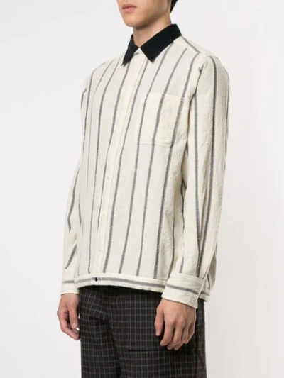 Shop Sacai Long Sleeved Striped Shirt In 151 Off White