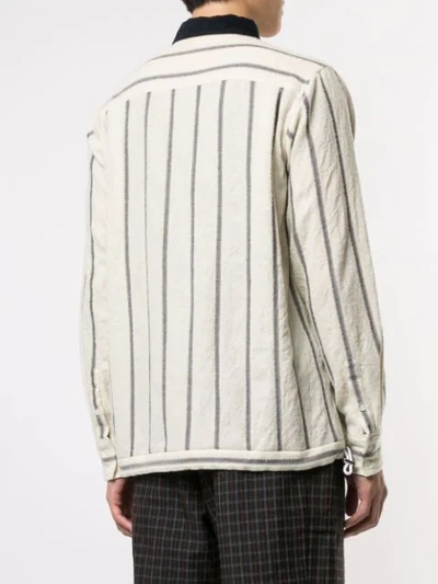 Shop Sacai Long Sleeved Striped Shirt In 151 Off White