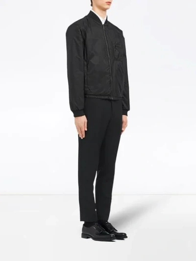 PRADA REVERSIBLE NAPPA LEATHER BOMBER JACKET - 黑色