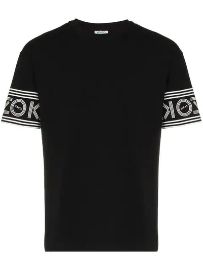 Shop Kenzo Logo Sleeve Cotton T In Black