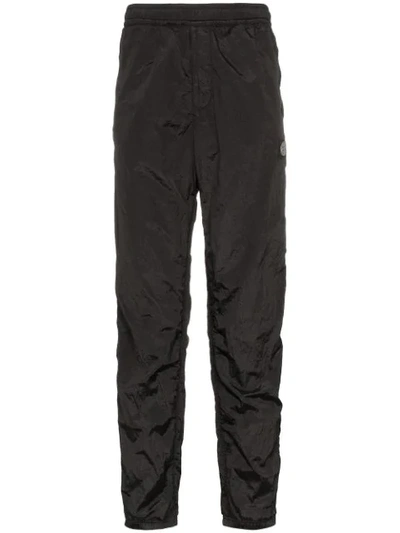 Shop Stone Island Logo Patch Rip-stop Track Trousers In Black