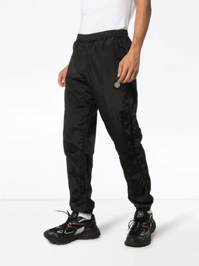 Shop Stone Island Logo Patch Rip-stop Track Trousers In Black