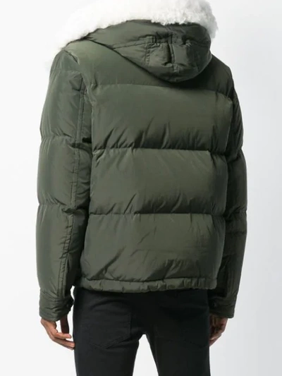 Shop Dsquared2 Button Padded Jacket In Green