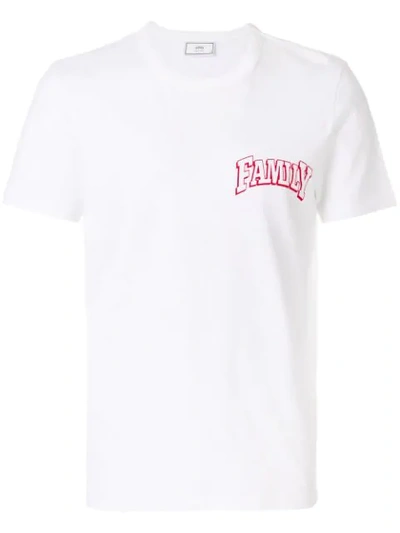 Shop Ami Alexandre Mattiussi T-shirt With Print Family In White