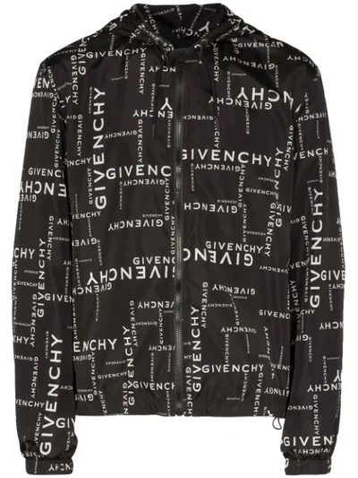 Shop Givenchy Logo-pattern Zip-up Windbreaker In Black