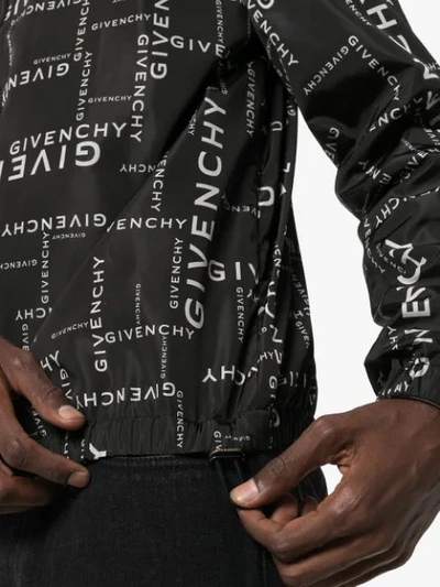Shop Givenchy Logo-pattern Zip-up Windbreaker In Black