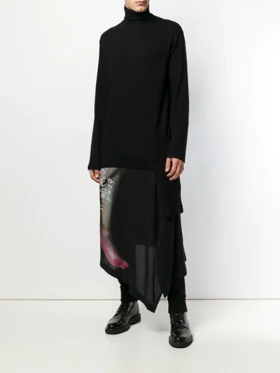 Shop Yohji Yamamoto Graphic Print Skirt - Black