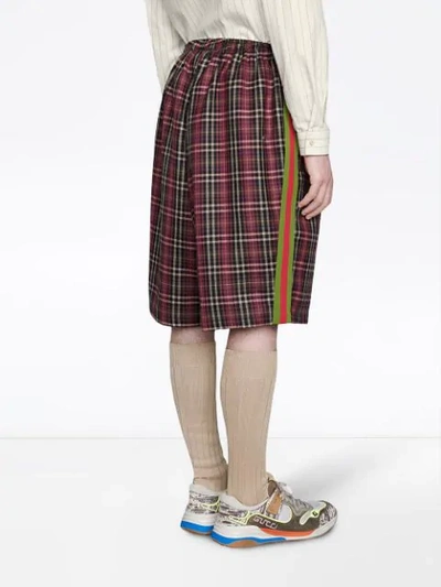 Shop Gucci Oversized Tartan Shorts In Red