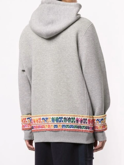 Shop Sacai Embroidered Zipped Hoodie In Grey