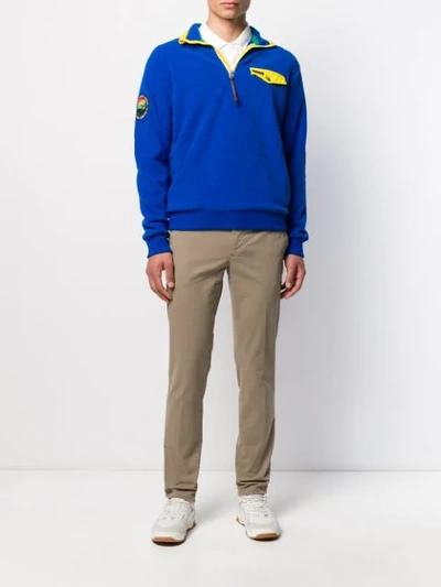 Shop Polo Ralph Lauren Half-zip Sweatshirt In Blue