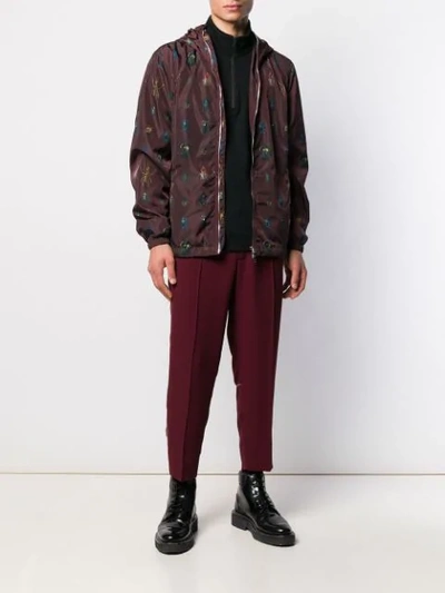 Shop Alexander Mcqueen Insects Print Bomber Jacket In Red