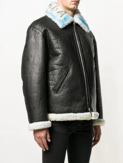 Balenciaga Graffiti Shearling Jacket In Brown | ModeSens