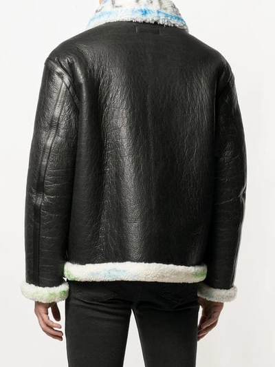 Balenciaga Graffiti Shearling Jacket In Black | ModeSens