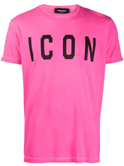 Shop Dsquared2 Icon Print T-shirt In Pink