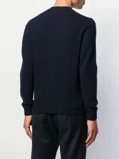 Shop Barba Round Neck Jumper In Blue