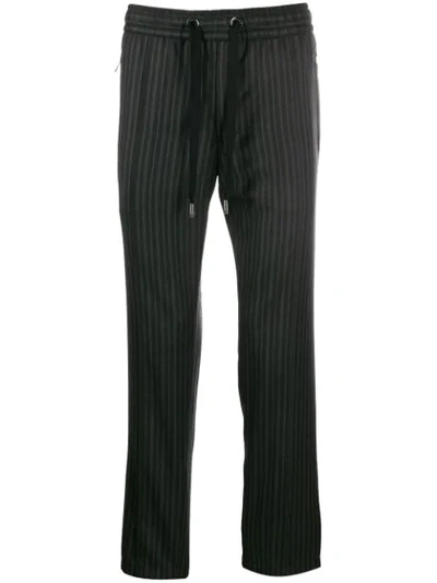 Shop Dolce & Gabbana Straight Striped Trousers In Grey