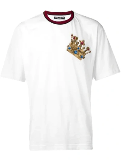 Dolce & Gabbana Embroidered Crown T-shirt In White | ModeSens