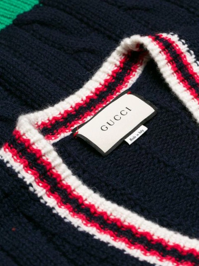 Shop Gucci Cable Knit Cardigan In Blue