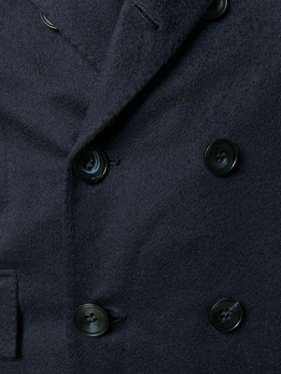 Shop Kiton Double Breasted Coat In Blue