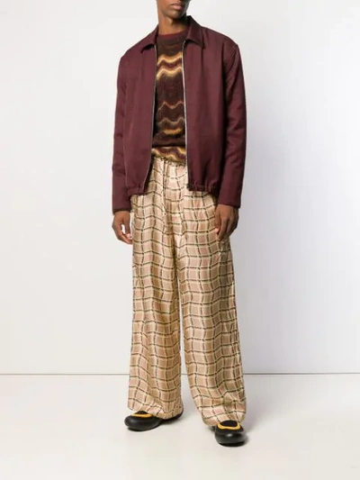Shop Marni Patterned Loose-fit Trousers In Neutrals