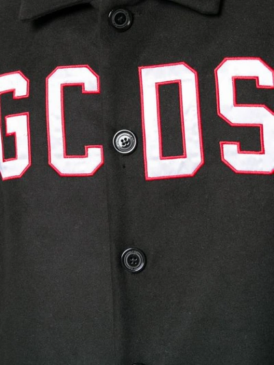 Shop Gcds Midi Logo Coat In Black
