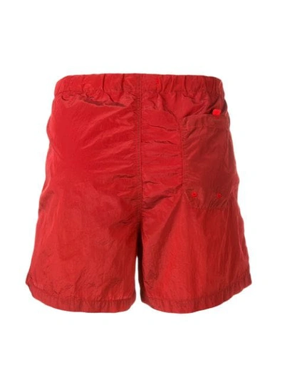 Shop Stone Island Logo Patch Swim Shorts In Red
