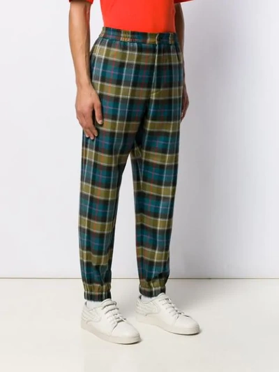 Shop Etro Tapered Checked Pattern Trousers In Blue