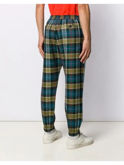 Shop Etro Tapered Checked Pattern Trousers In Blue