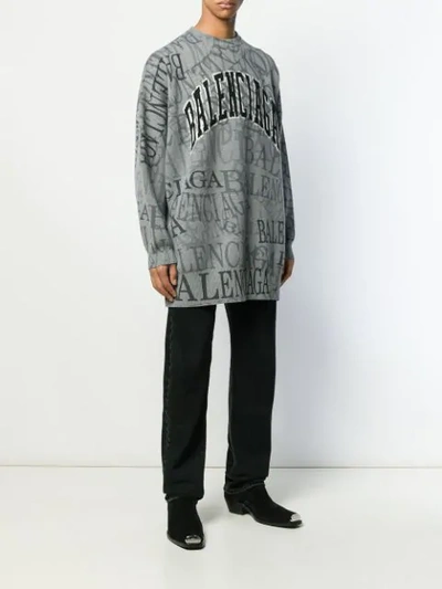 Balenciaga Men's Oversized Logo Typographic Jumper In Grey | ModeSens