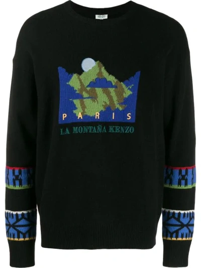 Shop Kenzo Mountain Knitted Sweater In Black