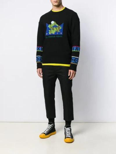 Shop Kenzo Mountain Knitted Sweater In Black