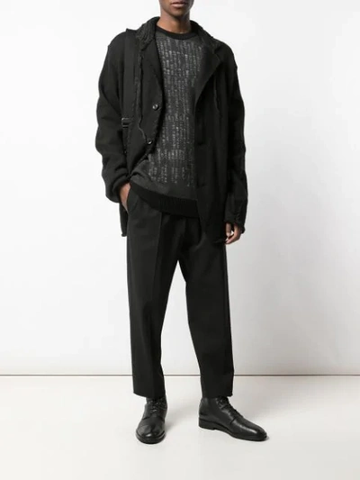 Shop Yohji Yamamoto Distressed Stitch Blazer In Black