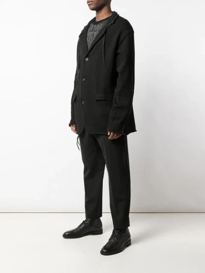 Shop Yohji Yamamoto Distressed Stitch Blazer In Black