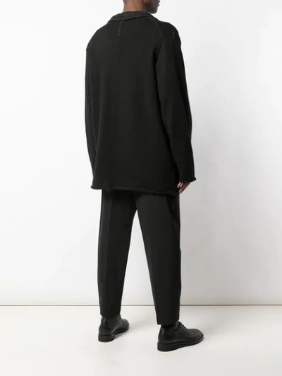 Shop Yohji Yamamoto Distressed Stitch Blazer In Black