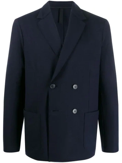 Shop Harris Wharf London Double Breasted Coat In Blue