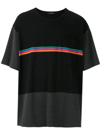 Shop À La Garçonne Panelled Rainbow T-shirt In Black