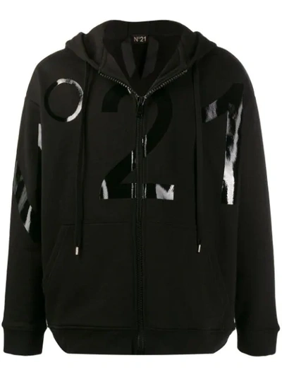 Shop N°21 Logo Knitted Hoodie In Black