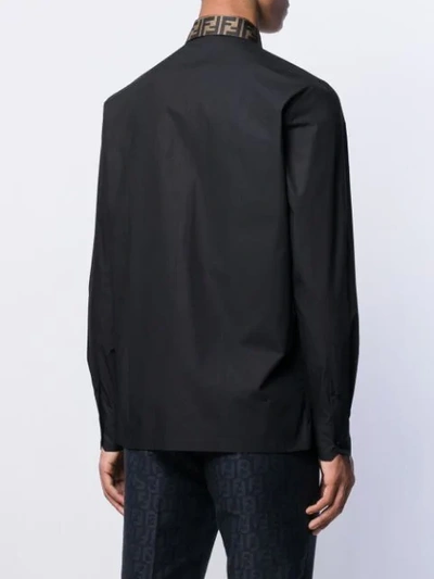 Shop Fendi Monogram Trim Shirt In Black