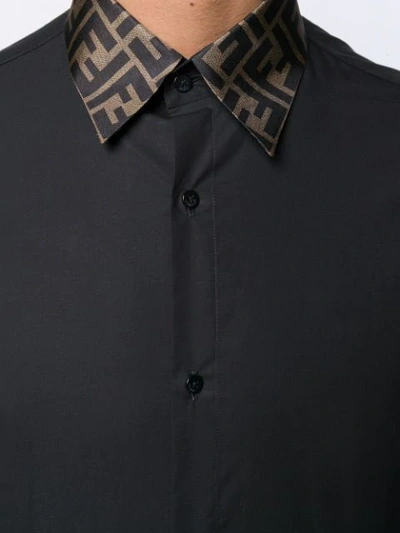 Shop Fendi Monogram Trim Shirt In Black