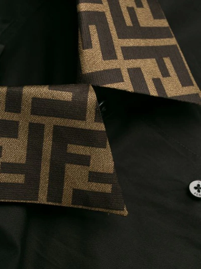 Shop Fendi Monogram Trim Shirt In Black