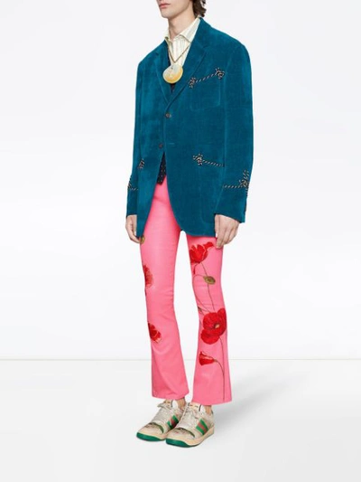 Shop Gucci Velvet Jacket In Blue