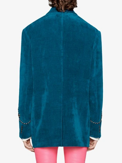 Shop Gucci Velvet Jacket In Blue