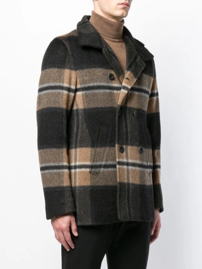 Shop Herno Plaid Peacoat In Brown