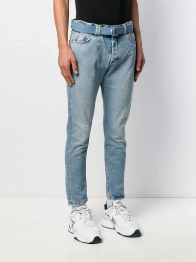 Shop Off-white Slim Fit Jeans With Racing Stripes In Blue