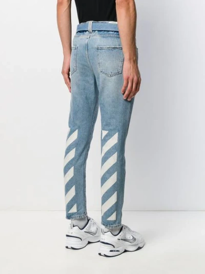 Shop Off-white Slim Fit Jeans With Racing Stripes In Blue