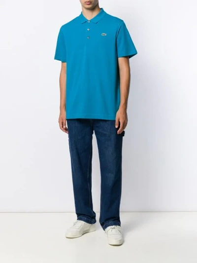 Shop Lacoste Logo Patch Polo Shirt In Blue