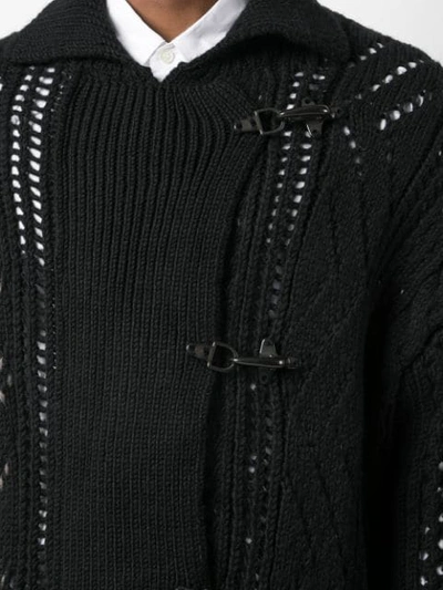 Shop Yohji Yamamoto Knitted Duffle Coat In Black