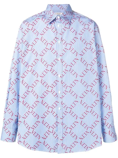 Shop Valentino Vltn Grid Print Shirt In Blue