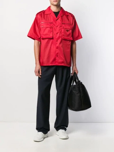 Shop Prada Gabardine Shirt With Epaulettes In Red